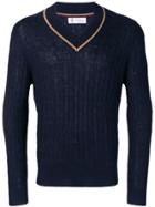 Brunello Cucinelli V-neck Knit Jumper - Blue