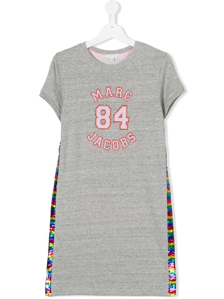 Little Marc Jacobs Sequinned Trim Sweatshirt Dress - Grey