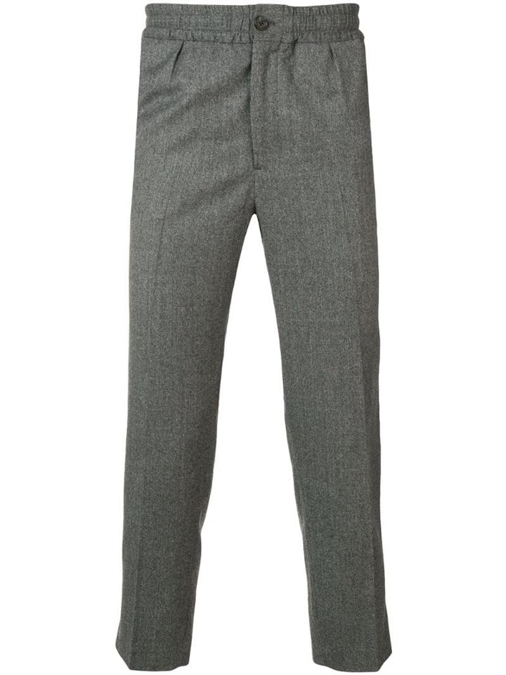 Ami Alexandre Mattiussi Elasticized Waist Cropped Fit Trousers - Grey
