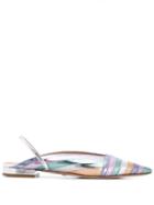 Sebastian Metallic Stripe Ballerinas - Silver