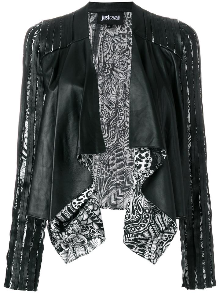 Just Cavalli Open Front Print Jacket - Black
