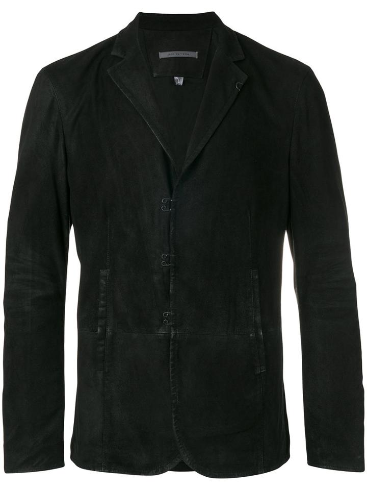John Varvatos Classic Blazer, Men's, Size: 48, Black, Goat Suede