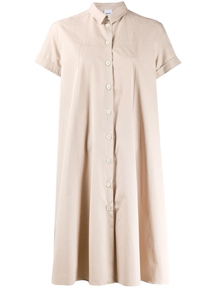 Aspesi Pleated Shirt Dress - Neutrals
