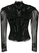 Etro Sheer Lace Cropped Jacket - Black