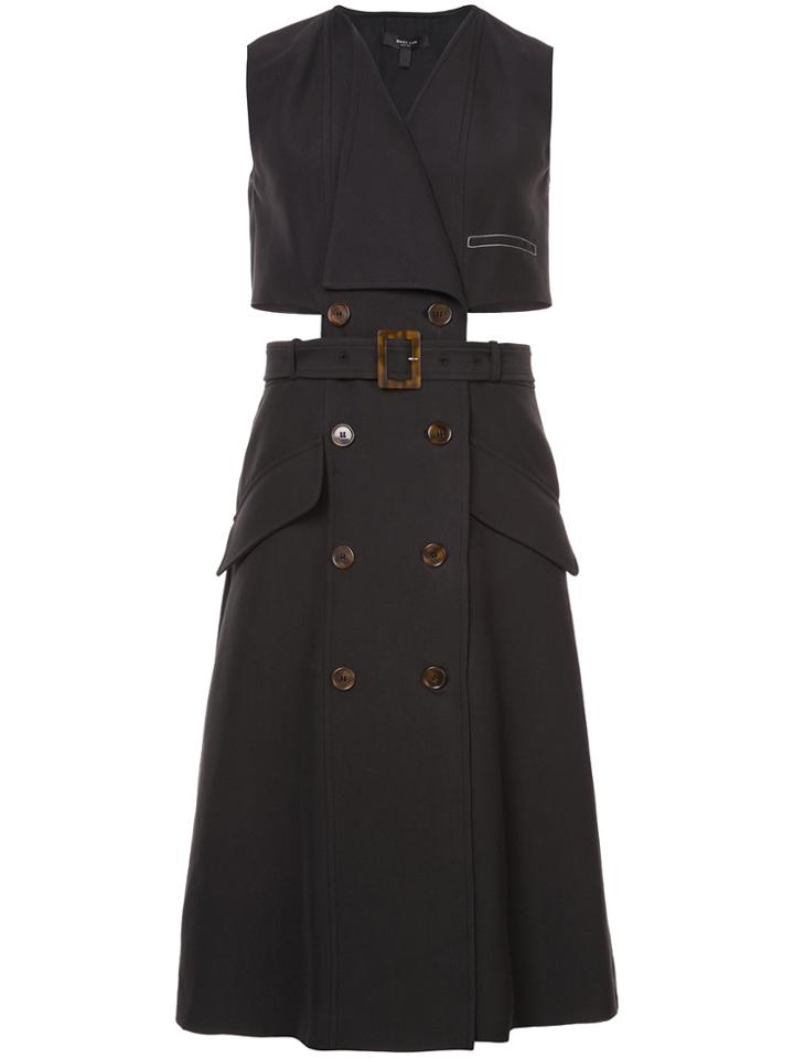 Derek Lam Sleeveless Belted Dress With Cut Outs - Black