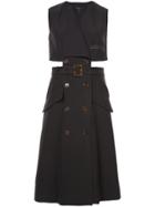 Derek Lam Sleeveless Belted Dress With Cut Outs - Black