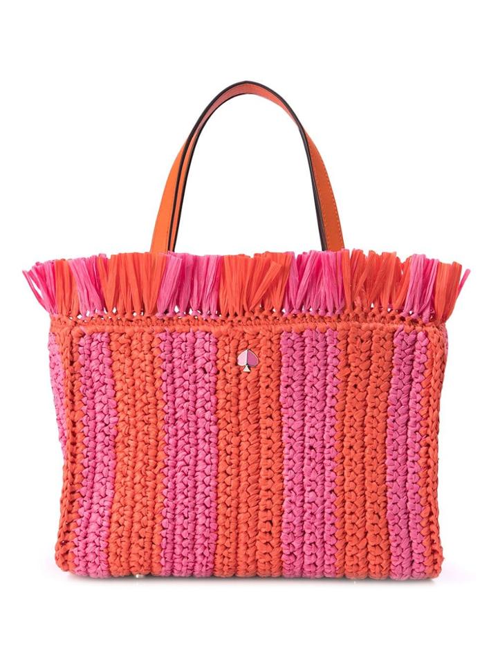 Kate Spade Striped Straw Tote - Pink