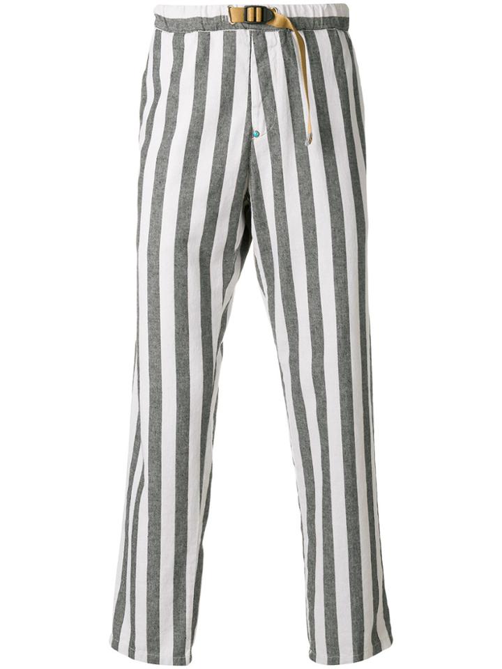 White Sand Striped Ankle Grazer Trousers