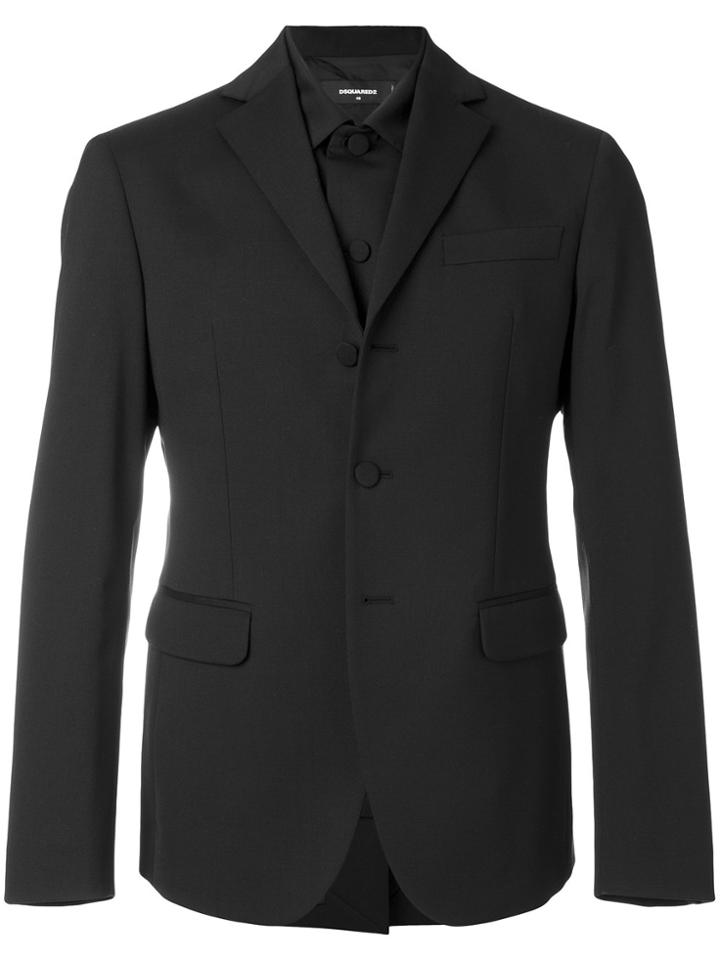 Dsquared2 Layered Collar Buttoned Blazer - Black