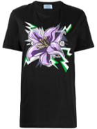 Prada Graphic Flower Print T-shirt - Black
