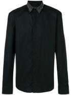 Frankie Morello Studded Collar Shirt - Black
