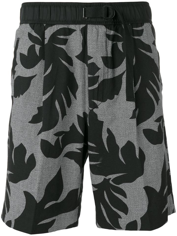 Diesel Leaf Print Shorts, Men's, Size: Small, Black, Cotton