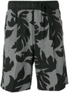 Diesel Leaf Print Shorts, Men's, Size: Small, Black, Cotton