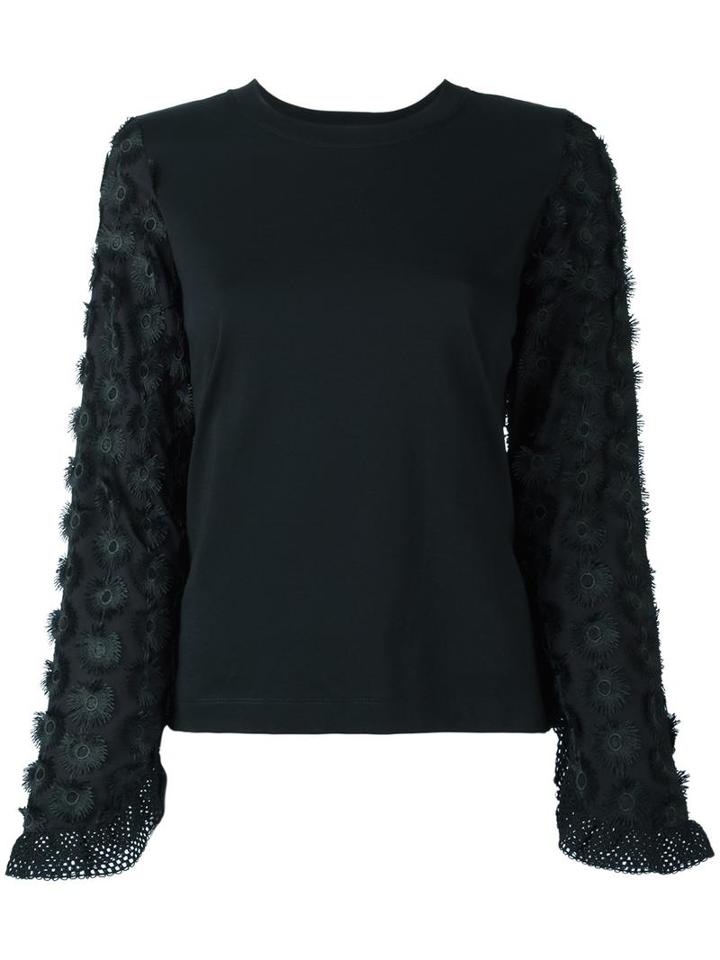 See By Chloé Embellished Sleeve Top, Women's, Size: Xs, Black, Cotton
