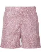 Orlebar Brown Waves Print Swim Shorts, Men's, Size: 36, Red, Polyester