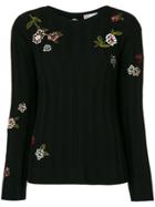 Red Valentino Embroidered Ribbed Jumper - Black