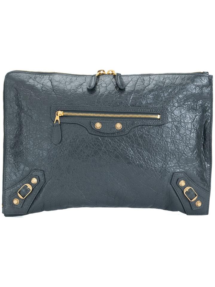 Balenciaga Vintage Giant Arena Clutch - Silver