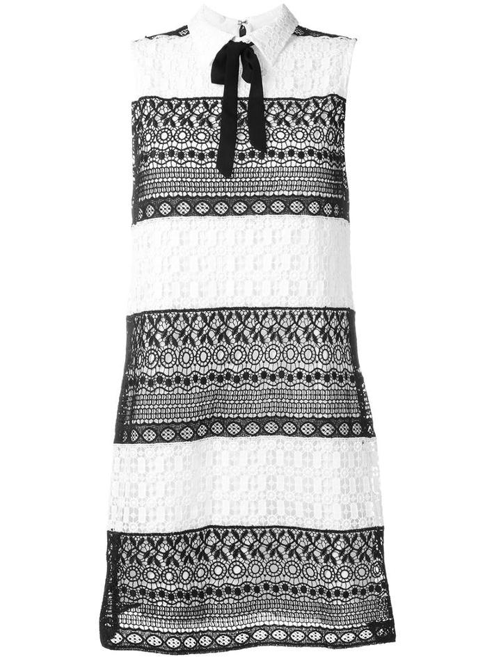 Alice+olivia Colourblock Macramé Lace Dress, Women's, Size: 4, Black, Polyester/silk/spandex/elastane