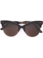 Bottega Veneta Woven Panel Round Frame Sunglasses