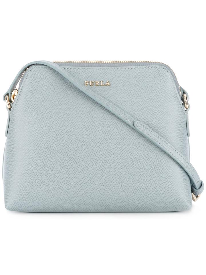Furla Inside Pouch Crossbody Bag, Women's, Blue, Calf Leather/cotton