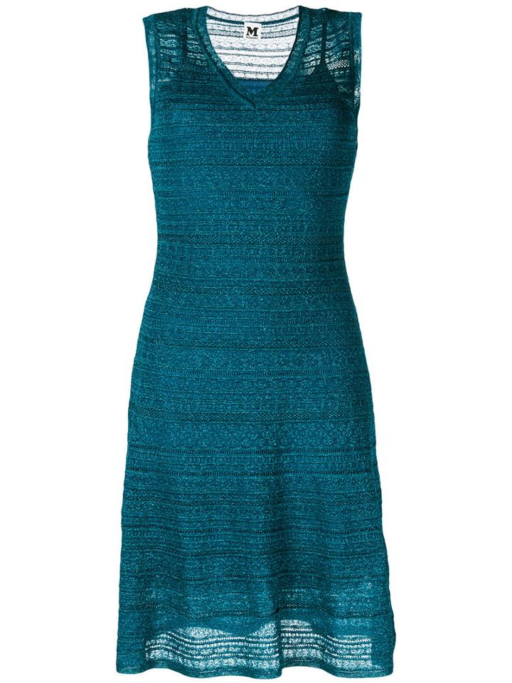 M Missoni - V Neck Lace Style Layer Dress - Women - Polyamide/polyester - 42, Blue, Polyamide/polyester