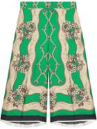 Gucci Garden Chains Print Silk Bermuda Shorts - Green