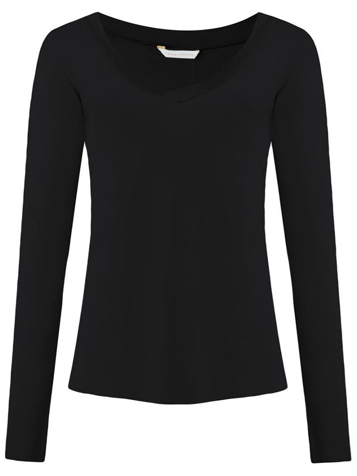 Lygia & Nanny V-neck Blouse, Women's, Size: 44, Black, Cotton/spandex/elastane