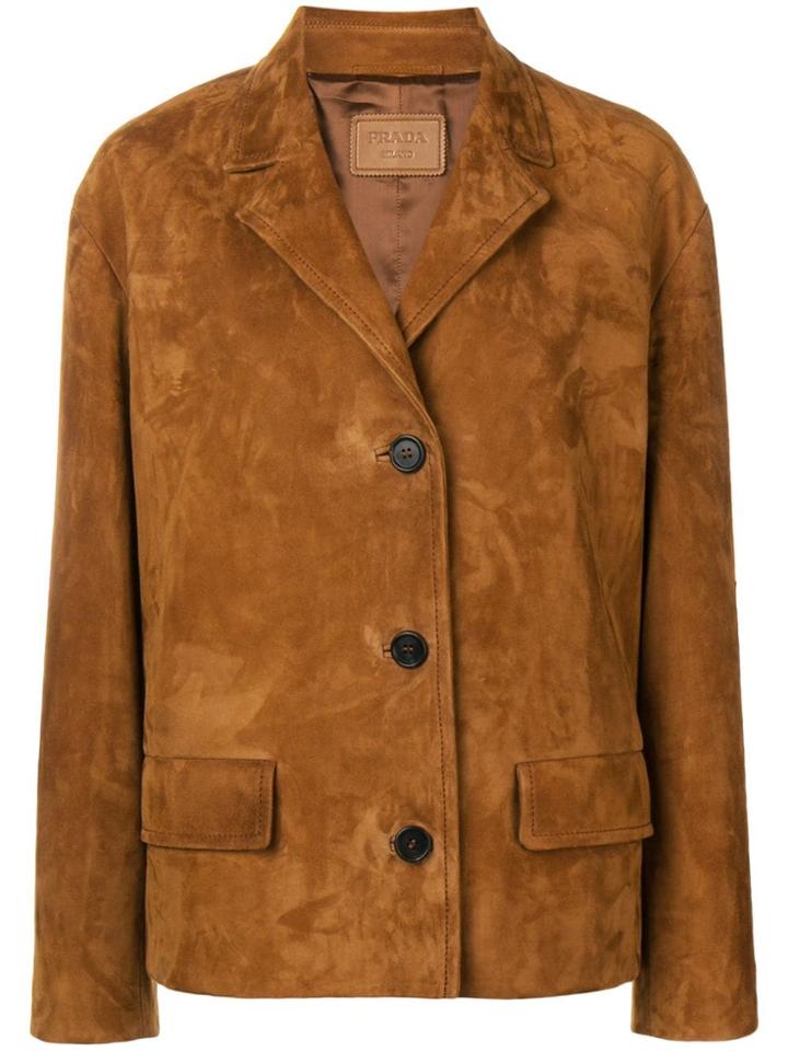Prada Classic Leather Jacket - Brown