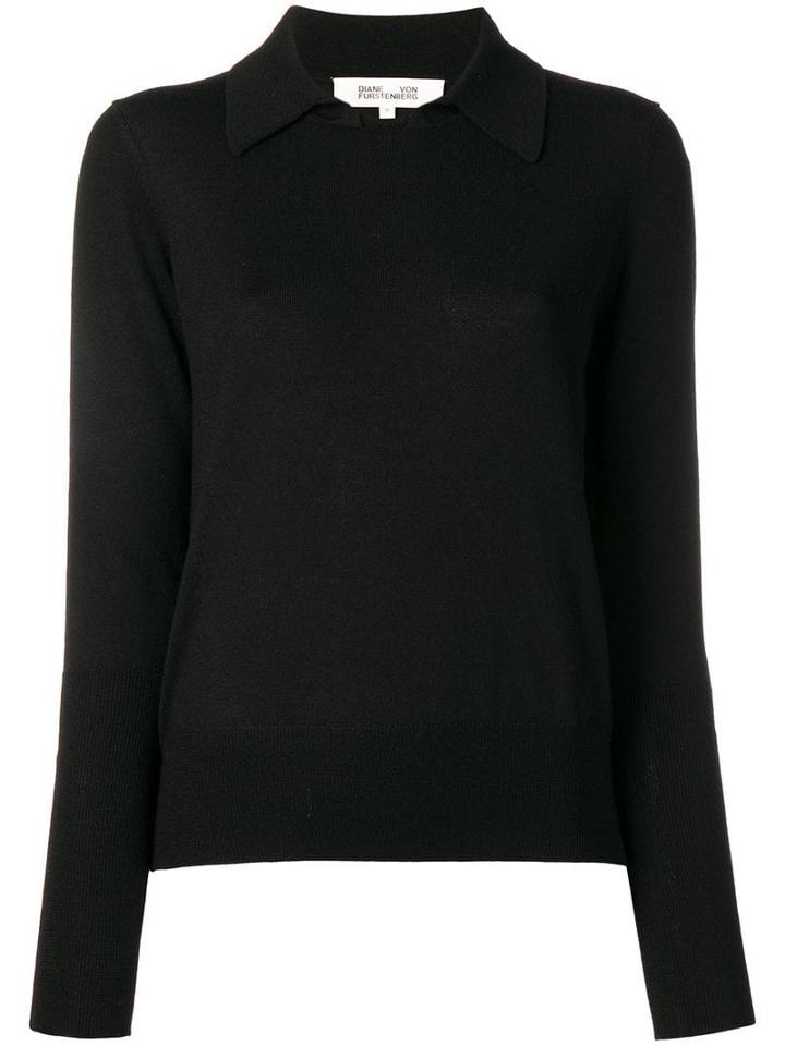Diane Von Furstenberg Knitted Collar Top - Black