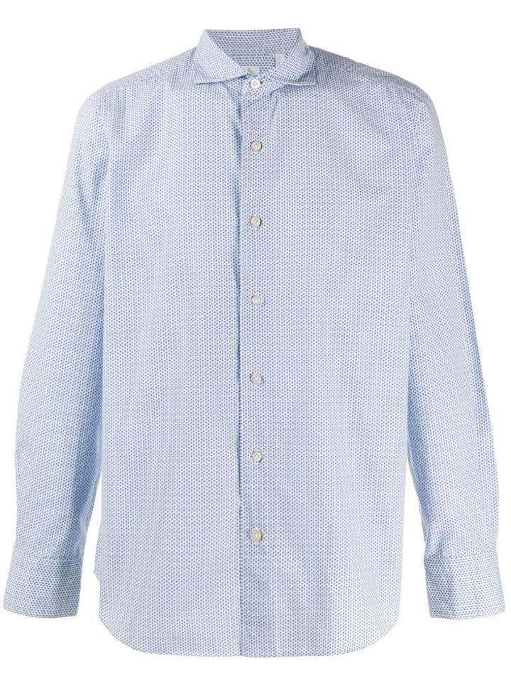 Finamore 1925 Napoli Micro Floral Print Shirt - Blue