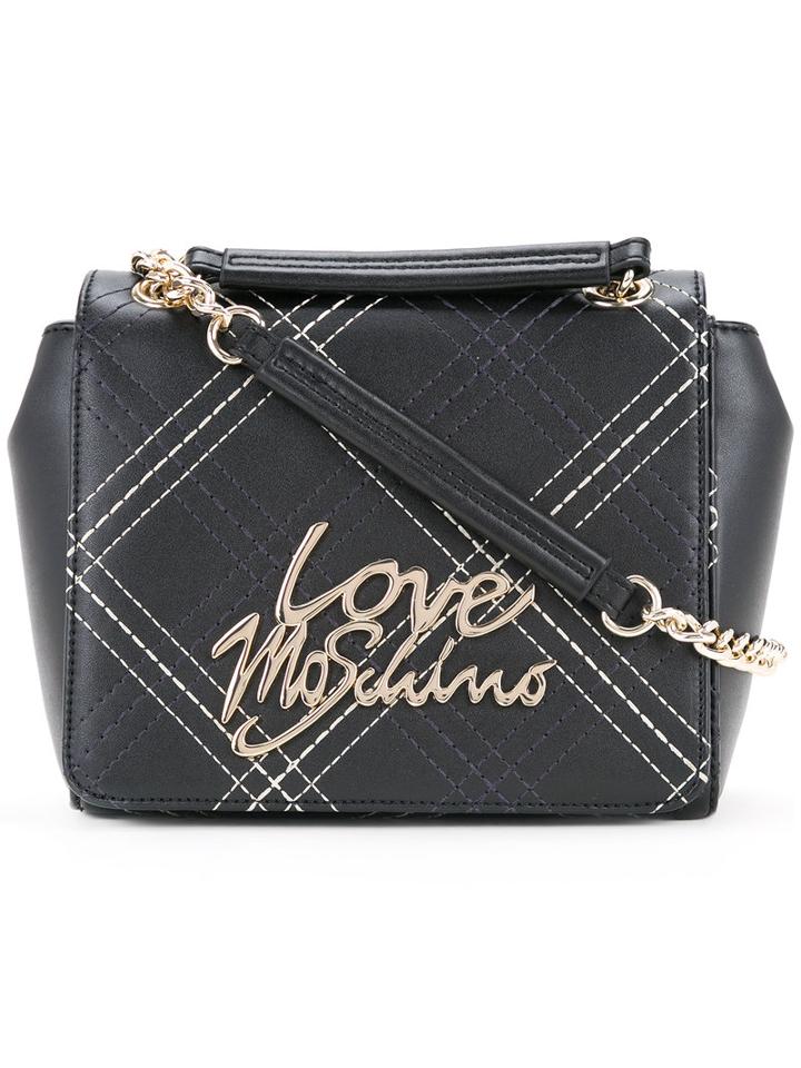 Love Moschino - Logo Plaque Cross-body Bag - Women - Polyurethane - One Size, Black, Polyurethane