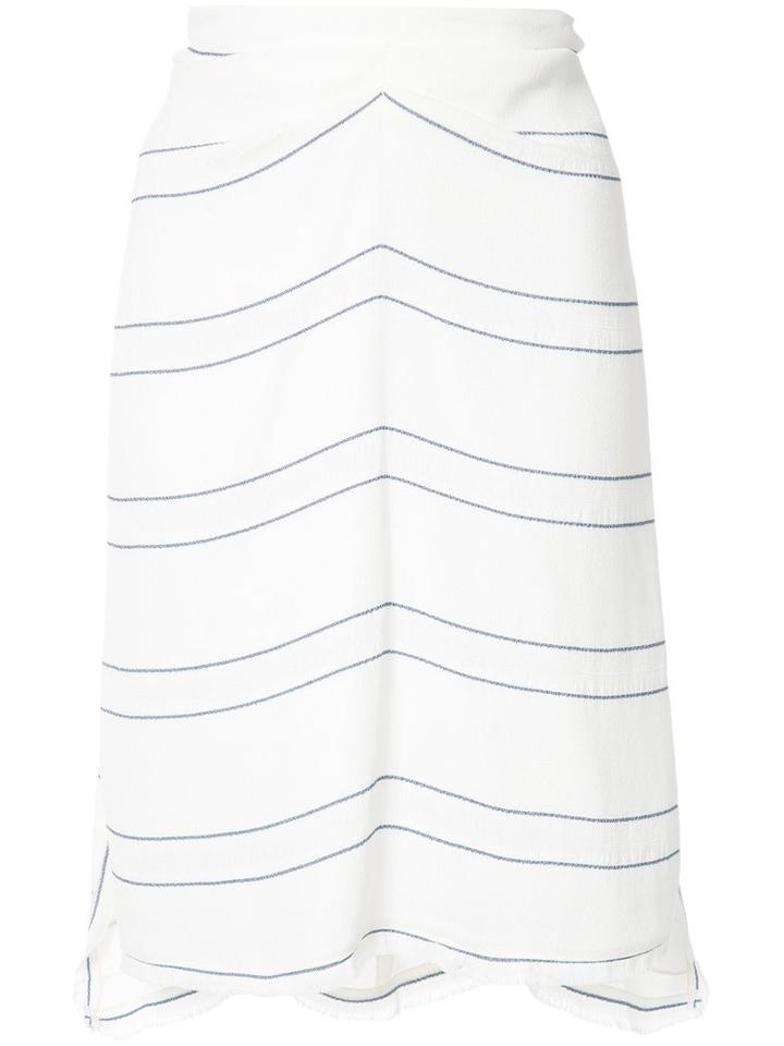 Proenza Schouler Striped Panel Skirt, Women's, Size: 6, White, Silk/viscose/acetate
