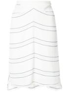 Proenza Schouler Striped Panel Skirt, Women's, Size: 6, White, Silk/viscose/acetate