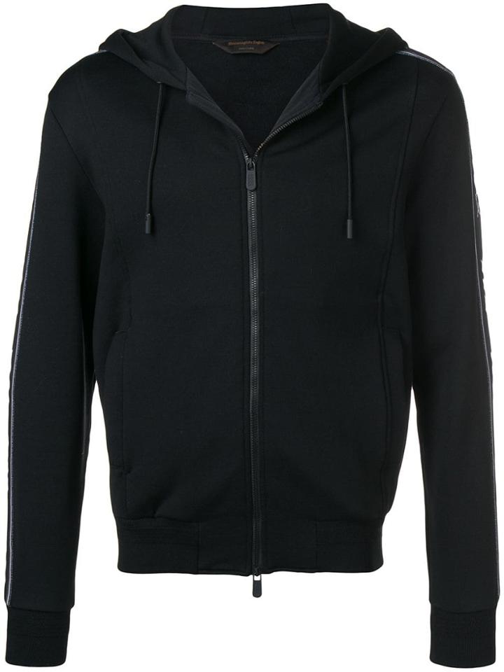 Ermenegildo Zegna Xxx Side-stripe Zipped Hoodie - Black