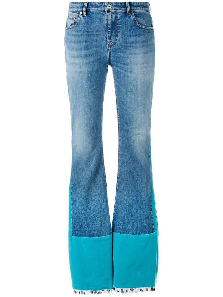 Roberto Cavalli Velvet Panelled Jeans, Women's, Size: 38, Blue, Cotton/spandex/elastane