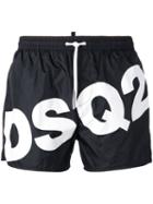 Dsquared2 Slanted Logo Swim Shorts, Men's, Size: 52, Black, Polyamide
