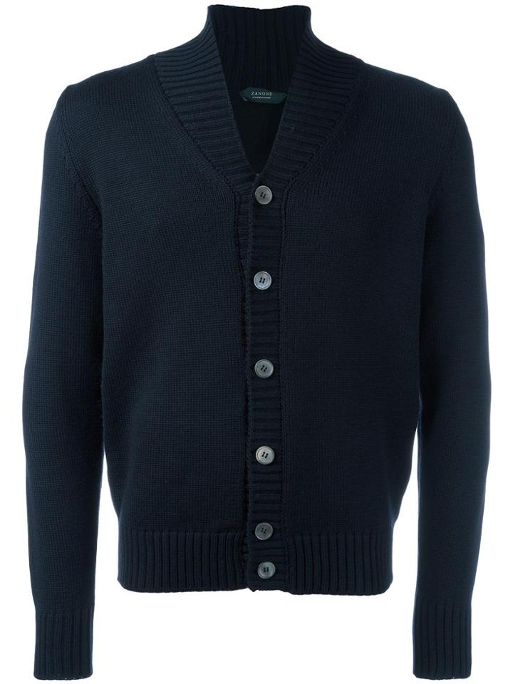 Zanone Shawl Lapel Cardigan - Blue