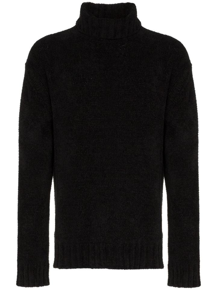 Mackintosh 0003 High Neck Cotton Jumper - Black