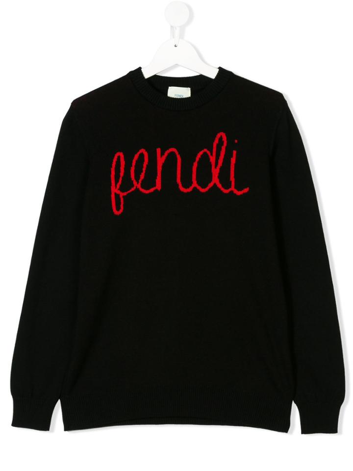 Fendi Kids Teen Logo Jumper - Black