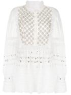 Amen Embellished Sheer Blouse - White