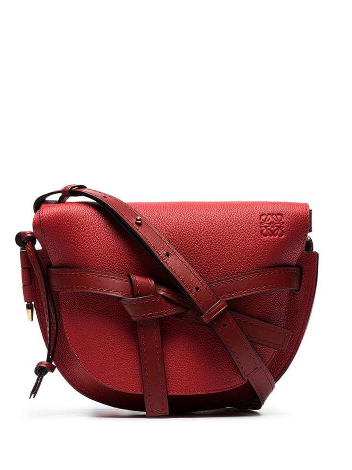 Loewe Red Gate Small Half-moon Leather Cross Body Bag