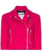 Moschino Wool-blend Zipped Biker Jacket - Pink & Purple