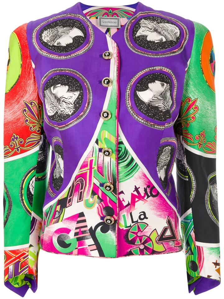 Versace Vintage Faille Printed Jacket - Multicolour