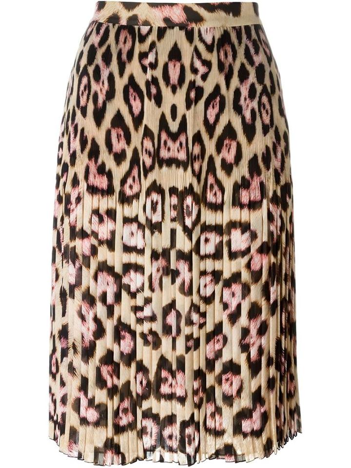 Givenchy Leopard Print Skirt, Women's, Size: 40, Nude/neutrals, Silk/polyester/acetate