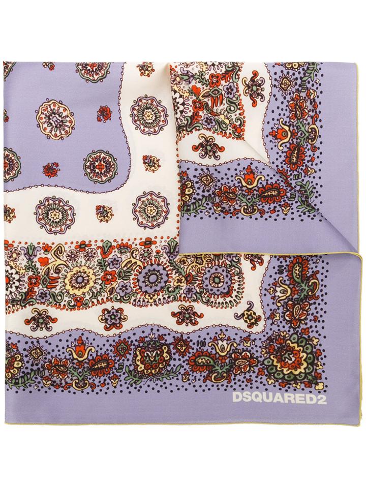 Dsquared2 Square Printed Scarf - Pink & Purple