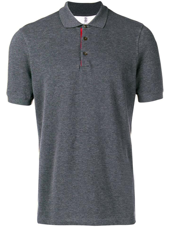 Brunello Cucinelli Contrast Detail Polo Shirt - Grey