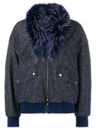 Mr & Mrs Italy Trimmed Collar Bomber Jacket - Blue