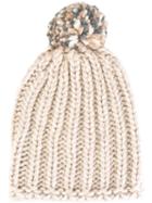 Danielapi Pompom Ribbed Beanie, Adult Unisex, Nude/neutrals, Alpaca/wool/polyamide