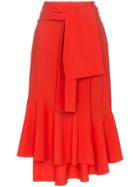 Adeam Tie Wrap Wool Midi Skirt - Red