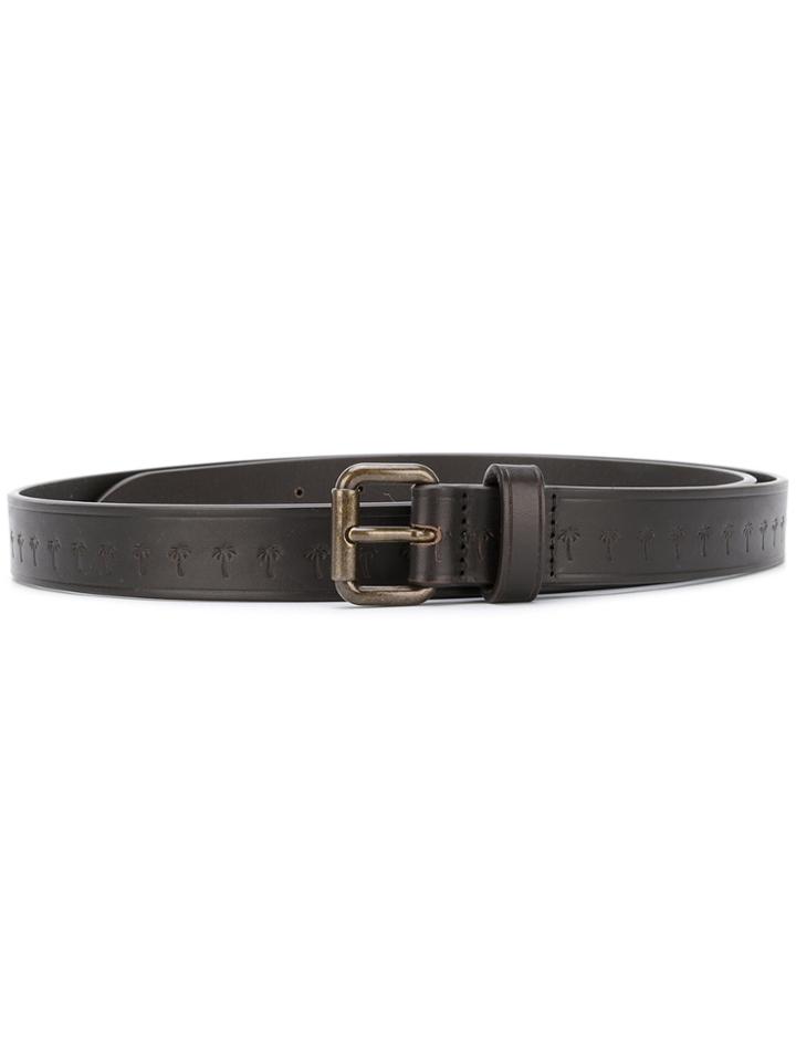 Tomas Maier Palm Tress Embossed Belt - Brown